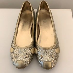 Silver and gold ballet flats